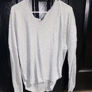 Low cut grey long sleeve with hood